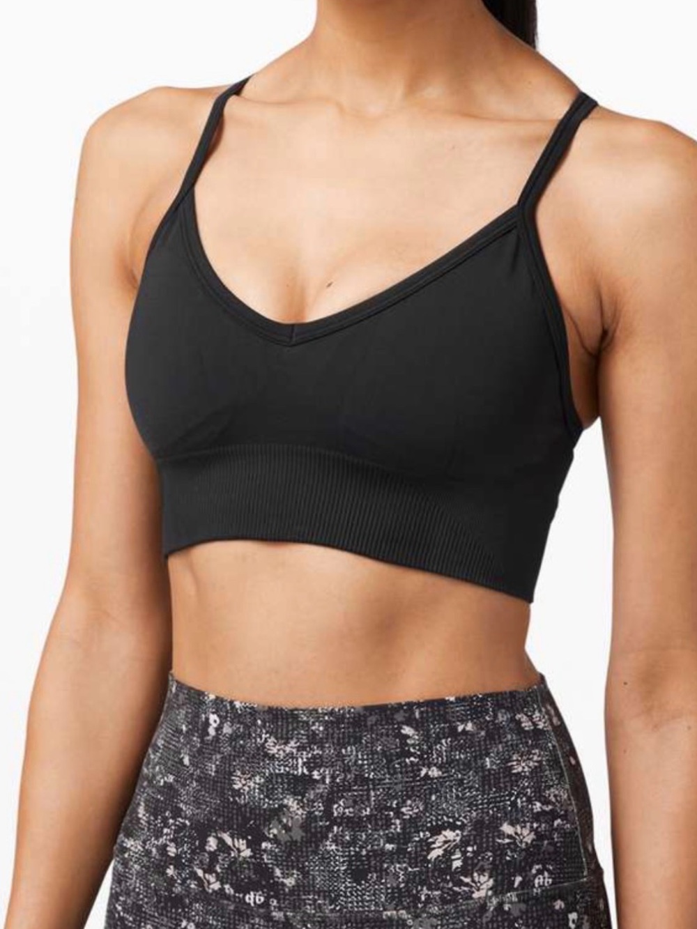 Lululemon Ebb to Street Sports Bra Black Ribbed Convertible Straps Fits Sz 4/6